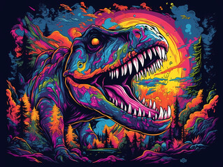 Dinosaur head coloful watercolor