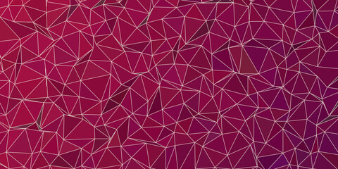 Abstract Low Poly with line. Neural network with triangle shapes Design. Modern triangular technology with Red gradient with Geometric pattern background. Creative modern infographics concept.