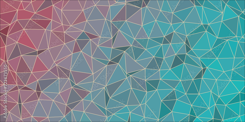 Poster Abstract Low Poly with line. Neural network with triangle shapes Design. Modern triangular technology colorful gradient with Geometric pattern background. Creative modern infographics concept.