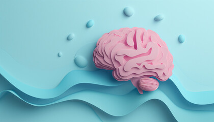 Colorful paper cut forming a profile of a human brain creative concept Art, symbolizing creativity and psychology.