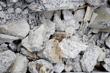 Piles of rubble after house demolition