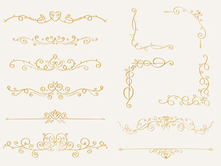 Vintage decor elements. Decoration for wedding album or restaurant menu. Calligraphic design elements