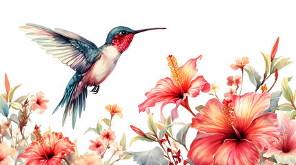 hummingbird and flower, generative ai