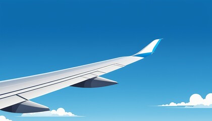 Bright Blue Sky and Airplane Wing: Vector Design
