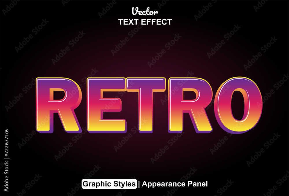 Wall mural retro text effect with pink graphic style and editable.