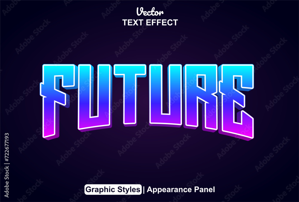 Wall mural future text effect with a futuristic style in blue and editable