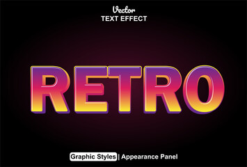Retro text effect with pink graphic style and editable.
