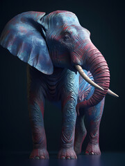 photo a 3d model of an elephant with a blue and pink skin