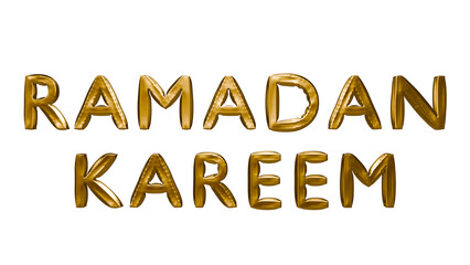 Ramadan Kareem golden balloons text on transparent background