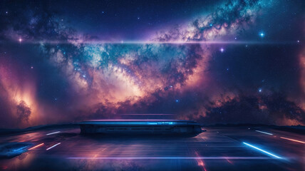 Bright Wide blue nebula starry sky technology sci-fi background material