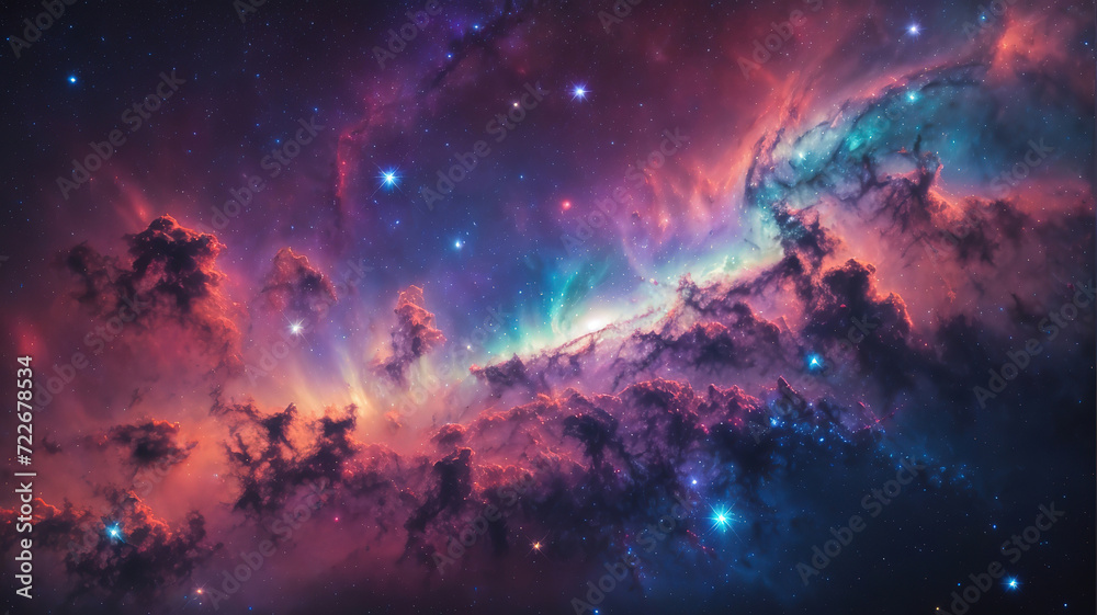 Wall mural eyecatching abstract outer space endless nebula galaxy background