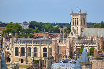 St John's College as seen from the St Mary the Great church. Cambridge. England