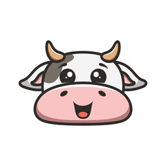 Illustration Cute Cow Mascot Logo