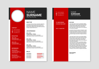 Creative CV, Resume template. Minimalist Resume and cover letter design template for business job applications. Vector illustration