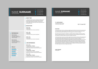Resume template. Professional CV template. Resume and cover letter layout design. Vector illustration