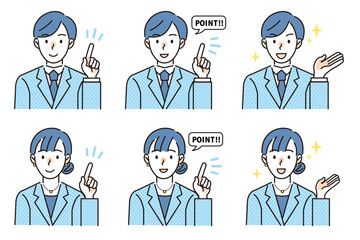 色々なポーズ・表情の会社員 男女