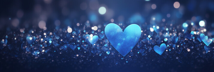 Valentine's Day background with heart shaped bokeh lights - obrazy, fototapety, plakaty