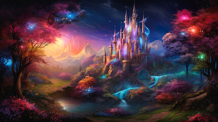 妖精の国のお城のイメージイラスト風景