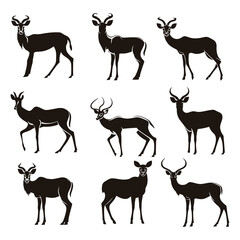 deer silhouette vector set design