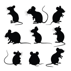 mouse silhouette vector set design