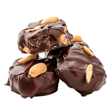 Chocolate Peanut Clusters Isolated Transparent Or White