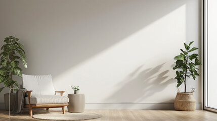 Fototapeta na wymiar Modern home interior background wall mockup. Generative AI