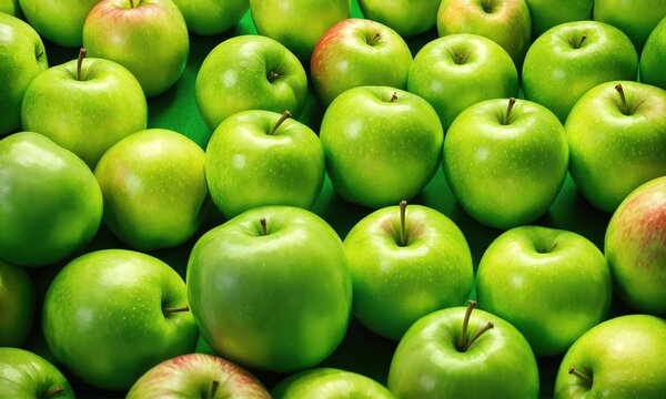 beautiful green ripe apples as a background