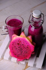 red dragon fruit smoothie or juice. A healthy drink made from dragon fruit, high in vitamin C and...