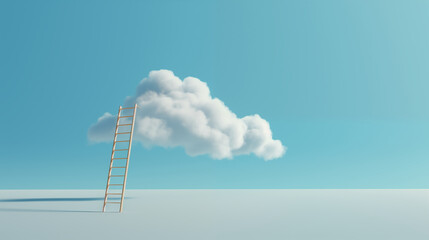 Ascend to Triumph. Cloud Staircase Leading to High Achievements in the Sky. Generative AI.