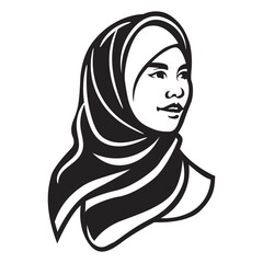 eautiful Muslim Woman In Hijab Fashion silhouette vector