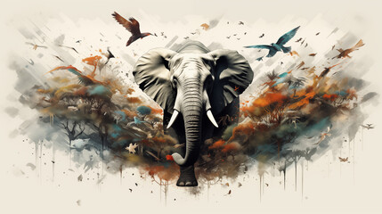 A Majestic Elephant in the Heart of Nature. Generative AI