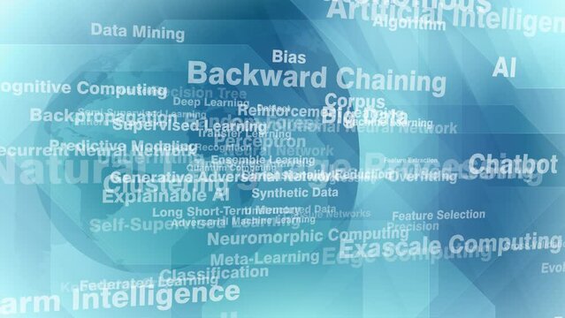 Lettering world globe artificial intelligence ai algorithm, and machine learning technologies inscribe warning of distrust and anxiety, raising ethical concerns and uncertainty in decision making