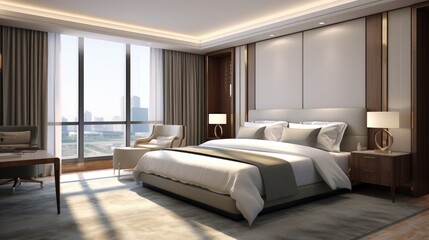 Luxury bedroom interior design. Generative AI
