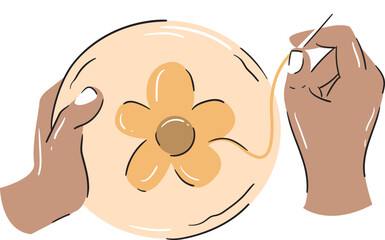 Handicraft Flower Embroidery Illustration