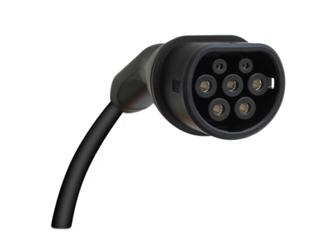 Electric car charger plug type 2 isolated on transparent background png file - Powered by Adobe