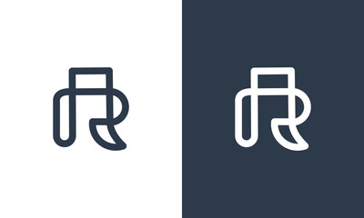 initial R monoline logo design vector