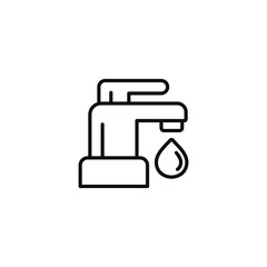Faucet line icon isolated on transparent background