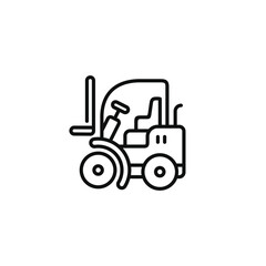 Forklift line icon isolated on transparent background