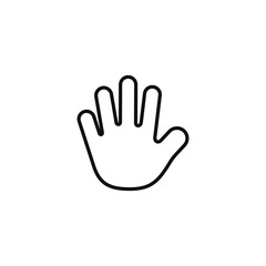 Hand line icon isolated on transparent background. Palm hand icon