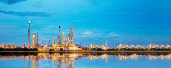 Banner Oil refinery gas petrol plant industry with crude tank, gasoline supply and chemical...