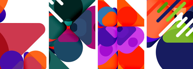 Colorful bright geometric abstract compositions for wallpaper, business card, cover, poster, banner, brochure, header, website