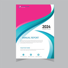 Annual report brochure flyer template, Blue cover design, business advertisement, magazine ads, catalog vector layout in A4 size - obrazy, fototapety, plakaty