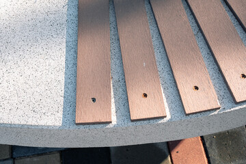 Detail of a bench on the embankment of the sea beach