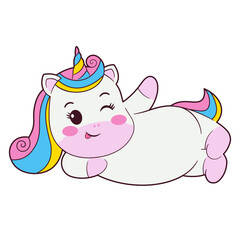 Cute Unicorn Lying Down Illustration
