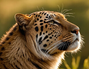 Leopard resting on a log against a blur background. generative ai.