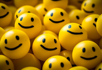 Funny smiley face on office background. Positive mood