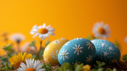 Minimalistic modern easter themed wallpaper yellow background