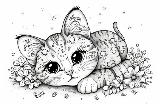 Cartoon cat coloring book