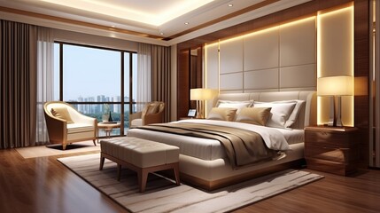 Luxury bedroom interior design. Generative AI