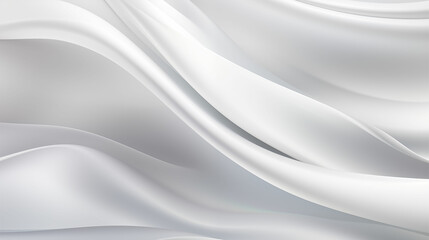 Precisionist elegance: UHD matte photo of silver flowing fabrics on a white abstract background. - 722701181